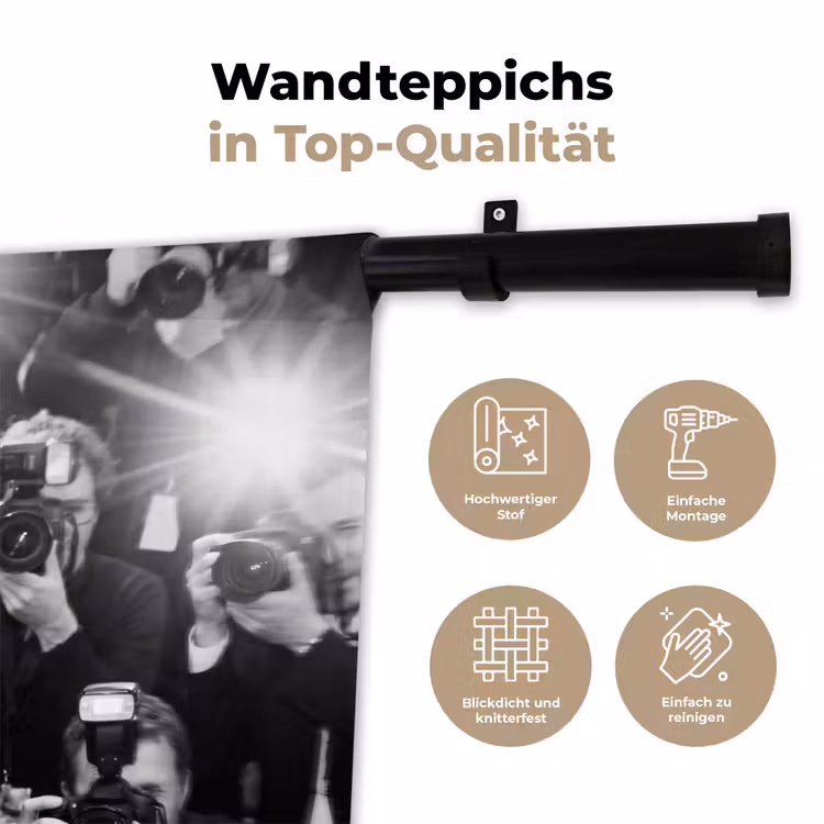 Mensen - Camera - Flitslicht - Zwart-wit - Media Wandkleed katoen klein -tsfeer2_DE