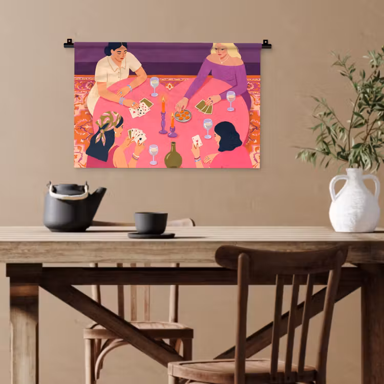 Mensen - Kaartspel - Interieur - Modern - Kleurrijk Wandkleed katoen klein -sfeer6