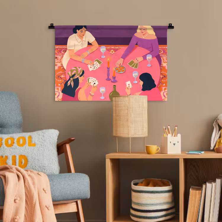 Mensen - Kaartspel - Interieur - Modern - Kleurrijk Wandkleed katoen klein -wsfeer4_kind