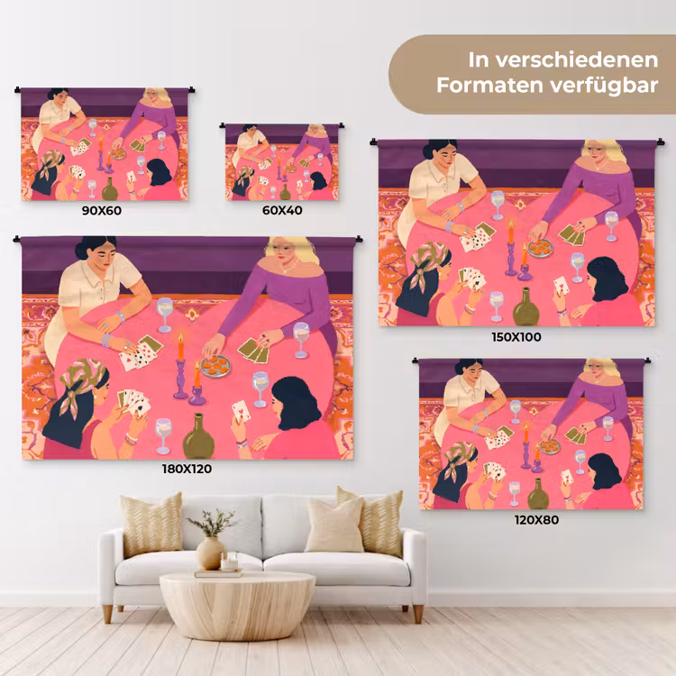 Mensen - Kaartspel - Interieur - Modern - Kleurrijk Wandkleed katoen klein -tsfeer8_DE