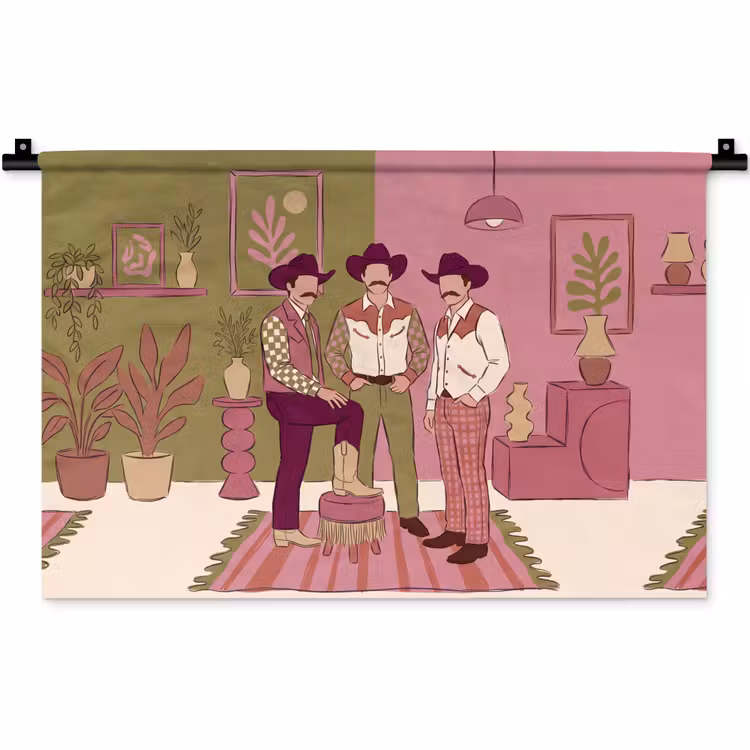 Mensen - Mannen - Hoeden - Retro - Interieur Wandkleed katoen klein -zz3d