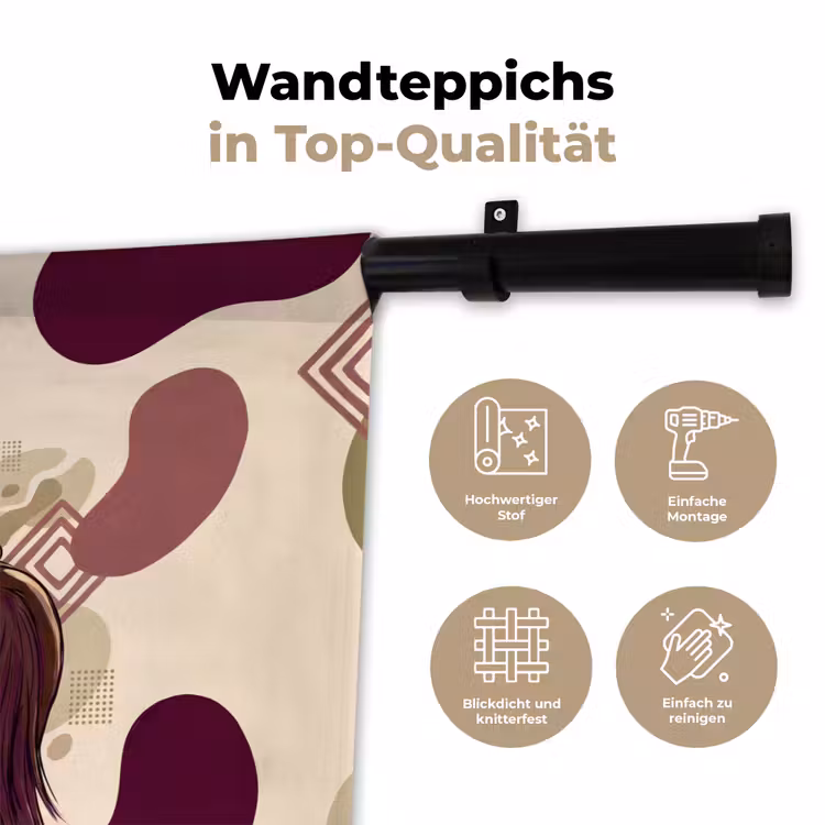 Mensen - Ruiters - Western - Illustratie - Bruin Wandkleed katoen klein -tsfeer2_DE
