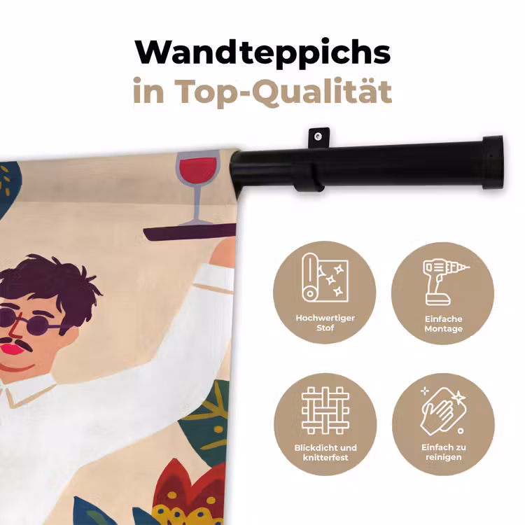 Mensen - Dienblad - Eten - Modern - Kleurrijk Wandkleed katoen klein -tsfeer2_DE