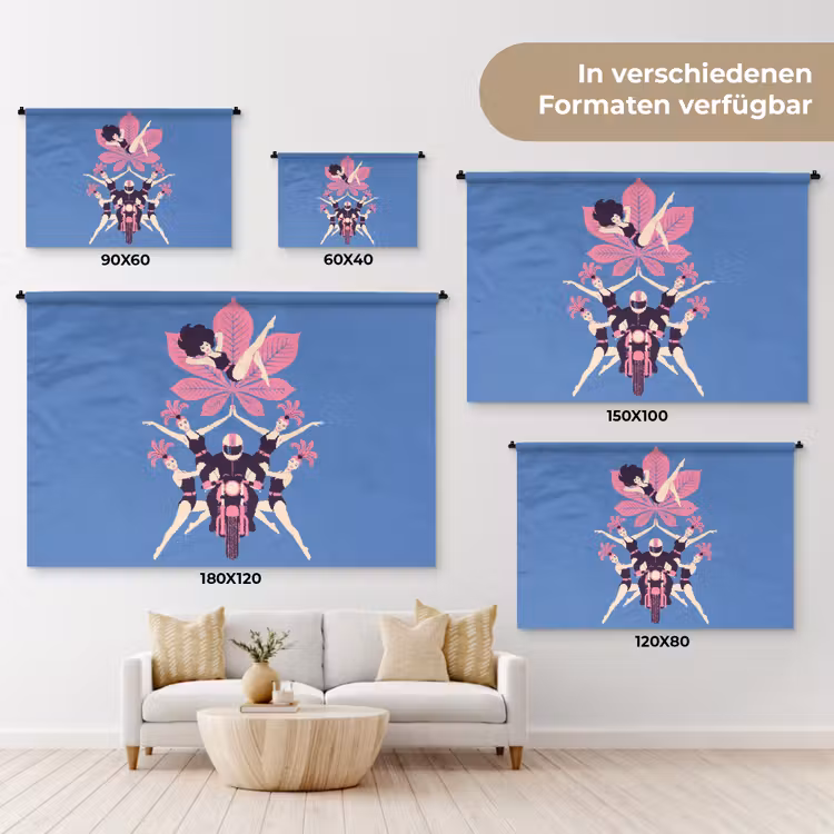 Mensen - Dans - Motor - Retro - Roze Wandkleed katoen klein -tsfeer8_DE