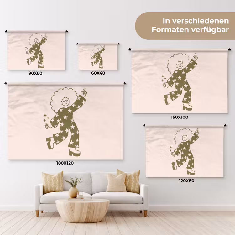 Mensen - Dansend - Feest - Vintage - Groen Wandkleed katoen klein -tsfeer8_DE