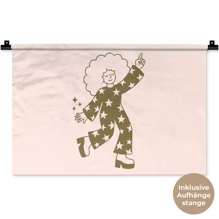 Mensen - Dansend - Feest - Vintage - Groen Wandkleed katoen klein -t3d_DE