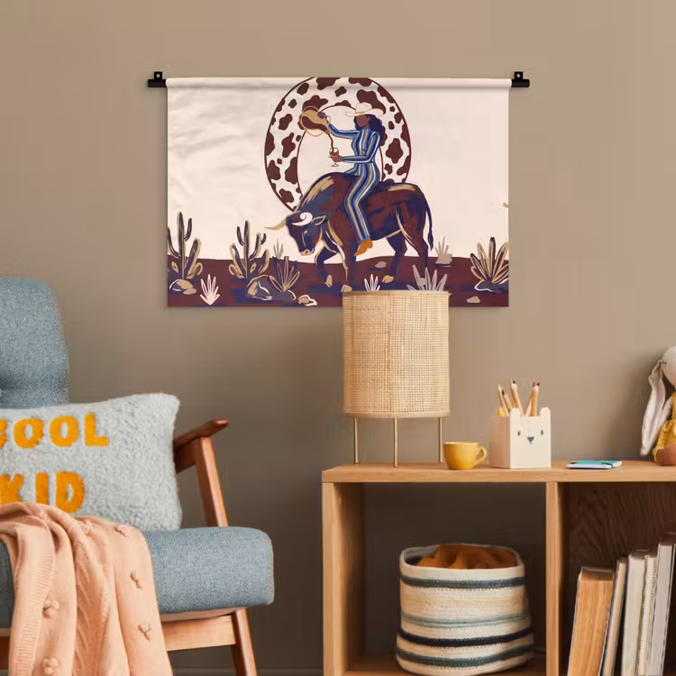 Mensen - Dieren - Cowboy - Abstract - Kleurrijk Wandkleed katoen klein -wsfeer4_kind