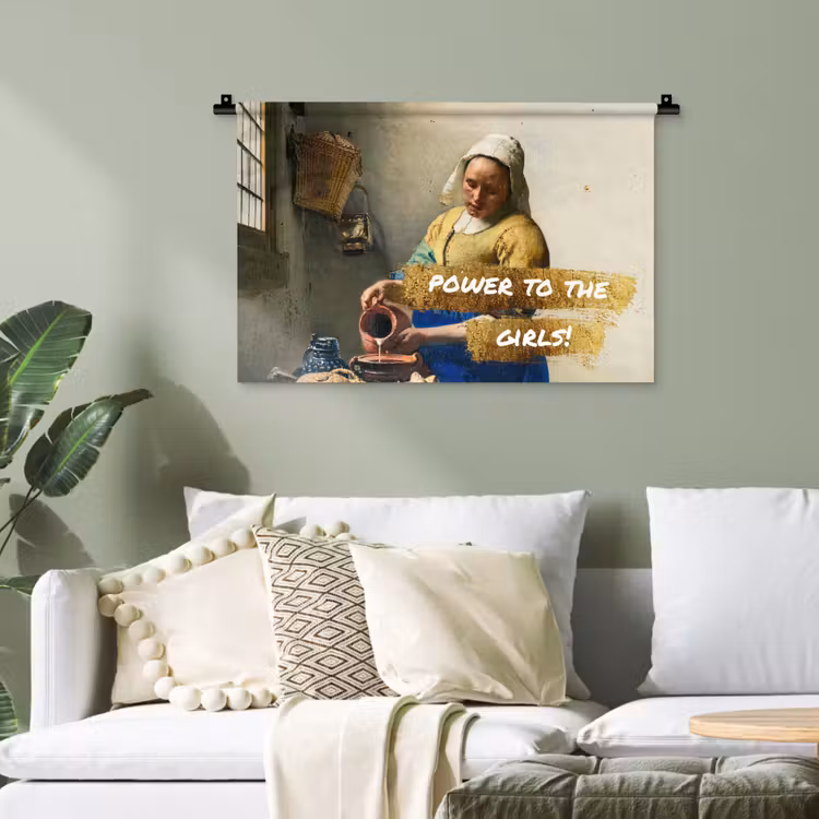 Melkmeisje - Goud - Quotes - Schilderij - Oude meesters Wandkleed katoen klein -sfeer7