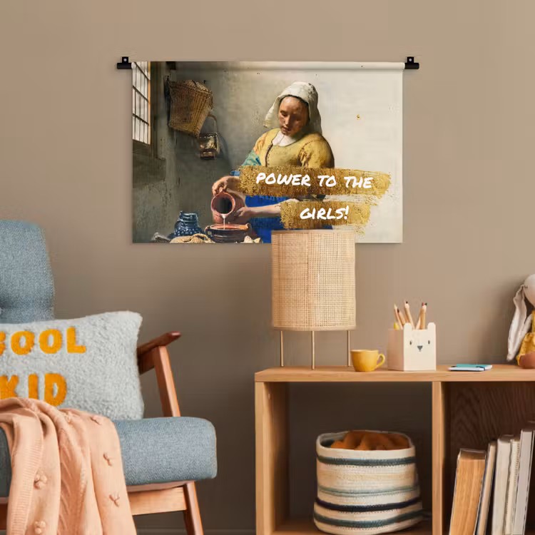 Melkmeisje - Goud - Quotes - Schilderij - Oude meesters Wandkleed katoen klein -wsfeer4_kind