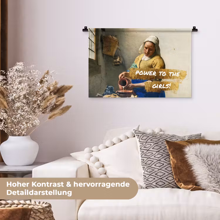 Melkmeisje - Goud - Quotes - Schilderij - Oude meesters Wandkleed katoen klein -tsfeer1_DE