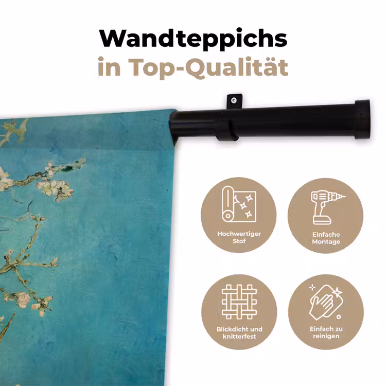 Melkmeisje - Amandelbloesem - Van Gogh - Vermeer - Schilderij - Oude meesters Wandkleed katoen klein -tsfeer2_DE