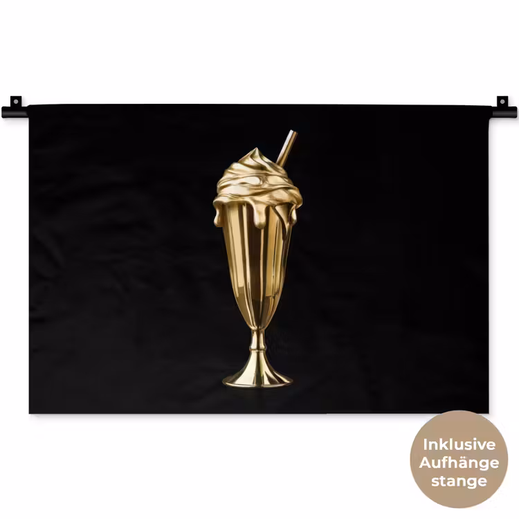 Milkshake - Goud - Drinken - Zwart Wandkleed katoen klein -t3d_DE