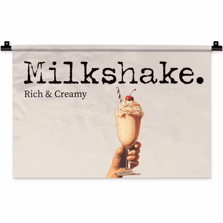 Milkshake - Kers - Rietje Wandkleed katoen klein -zz3d