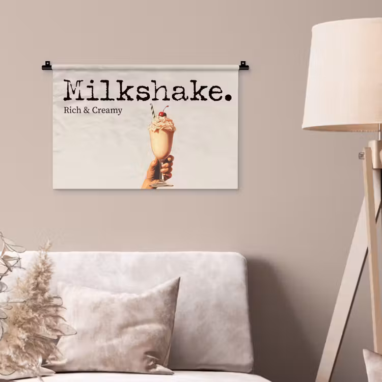Milkshake - Kers - Rietje Wandkleed katoen klein -sfeer4