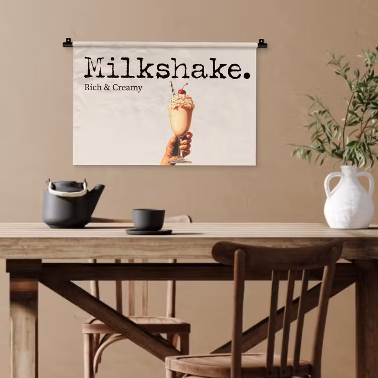 Milkshake - Kers - Rietje Wandkleed katoen klein -sfeer6