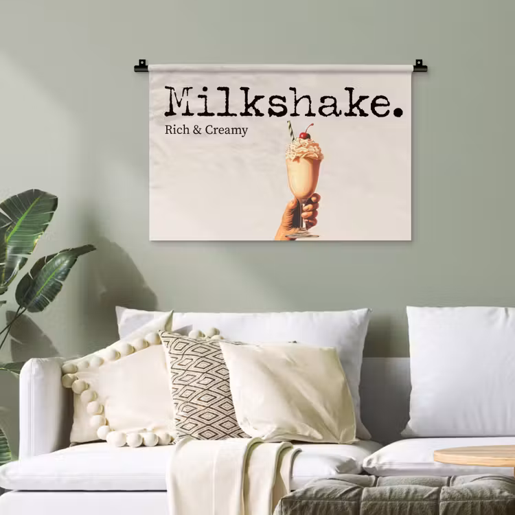 Milkshake - Kers - Rietje Wandkleed katoen klein -sfeer7