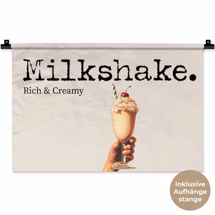 Milkshake - Kers - Rietje Wandkleed katoen klein -t3d_DE