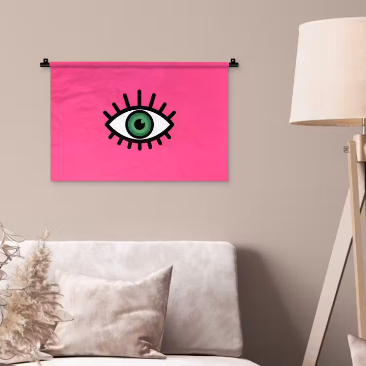 Minimalistisch - Oog - Roze Wandkleed katoen klein -sfeer4