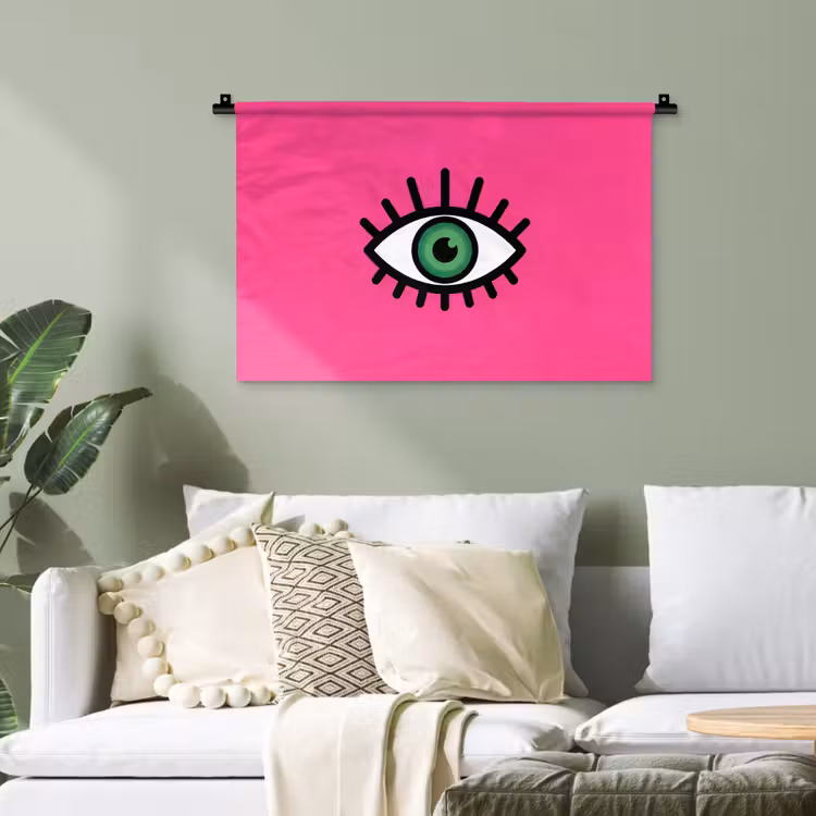 Minimalistisch - Oog - Roze Wandkleed katoen klein -sfeer7