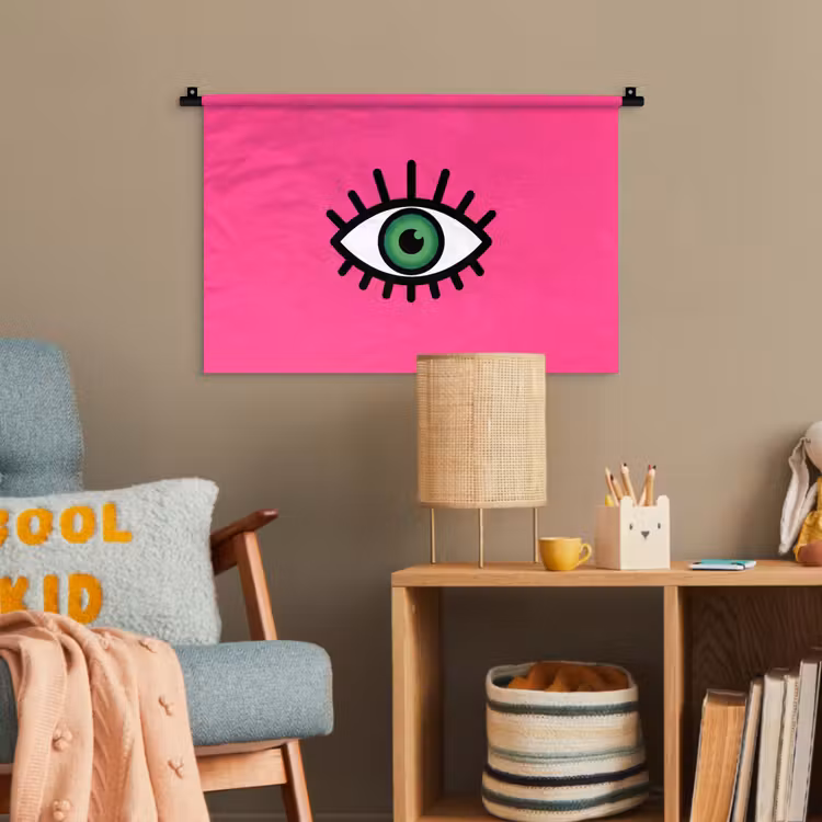 Minimalistisch - Oog - Roze Wandkleed katoen klein -wsfeer4_kind