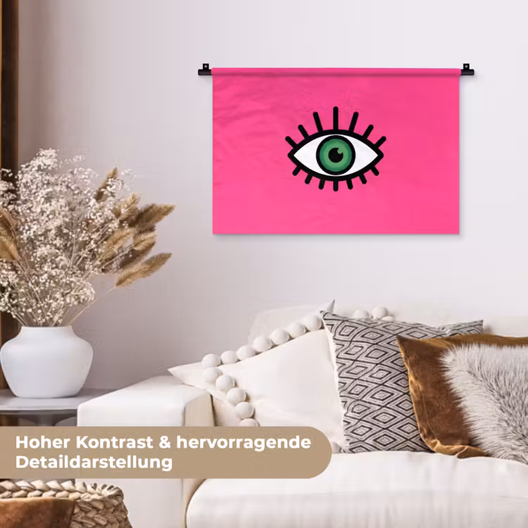 Minimalistisch - Oog - Roze Wandkleed katoen klein -tsfeer1_DE