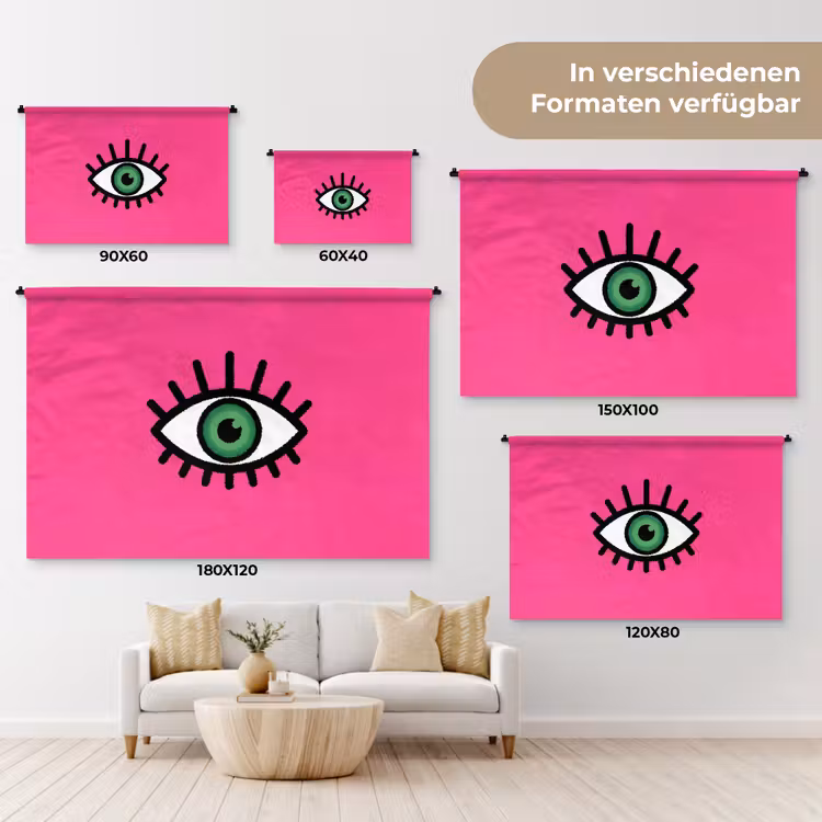 Minimalistisch - Oog - Roze Wandkleed katoen klein -tsfeer8_DE