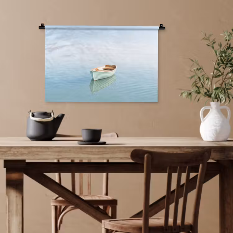 Minimalistisch - Boot - Zee Wandkleed katoen klein -sfeer6