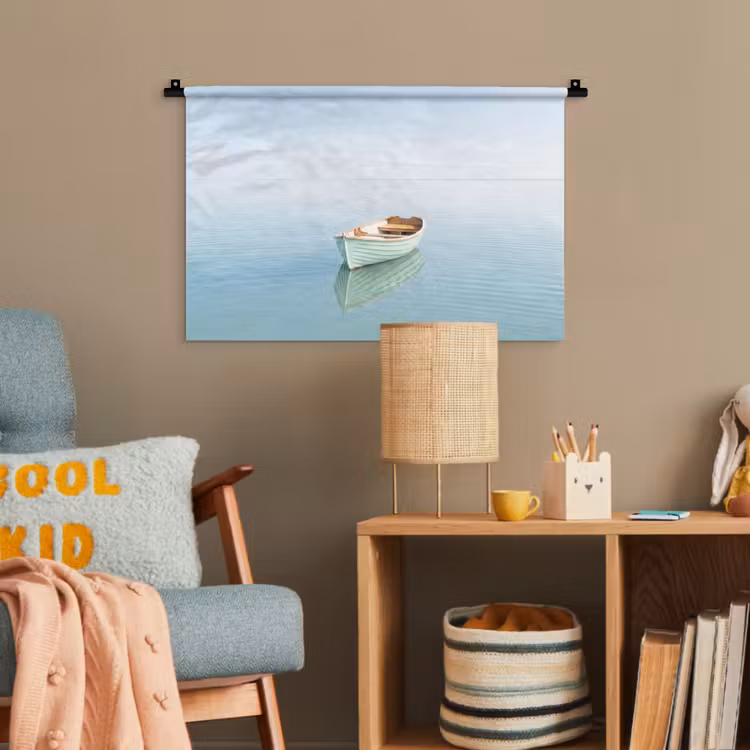 Minimalistisch - Boot - Zee Wandkleed katoen klein -wsfeer4_kind