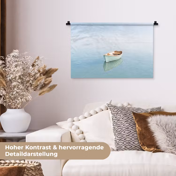 Minimalistisch - Boot - Zee Wandkleed katoen klein -tsfeer1_DE