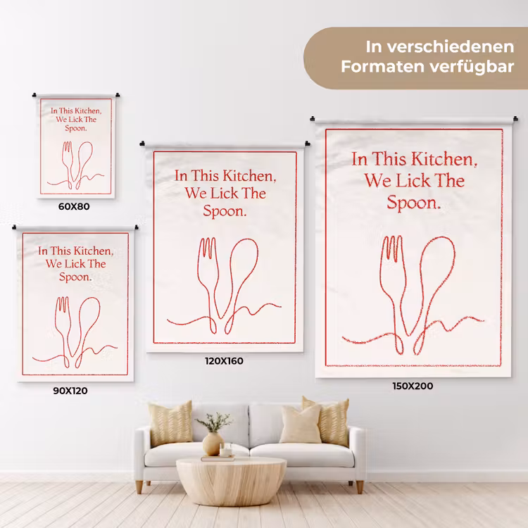 Minimalistisch - Vork - Lepel - Lijntekening Wandkleed katoen klein -tsfeer8_DE
