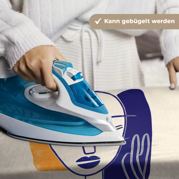 Minimalistisch - Gezicht - Hand - Oranje - Blauw Wandkleed katoen klein -tsfeer9_DE