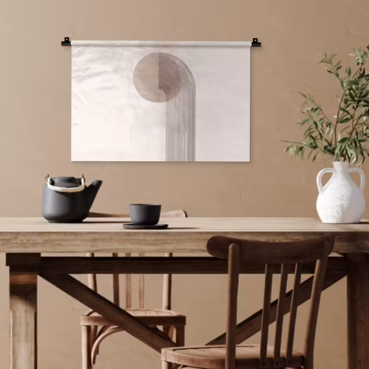 Minimalistisch - Cirkel - Lichtgrijs Wandkleed katoen klein -sfeer6