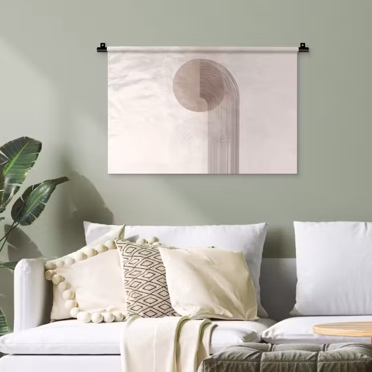 Minimalistisch - Cirkel - Lichtgrijs Wandkleed katoen klein -sfeer7