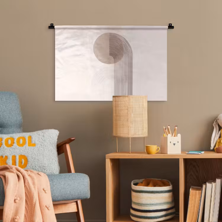Minimalistisch - Cirkel - Lichtgrijs Wandkleed katoen klein -wsfeer4_kind