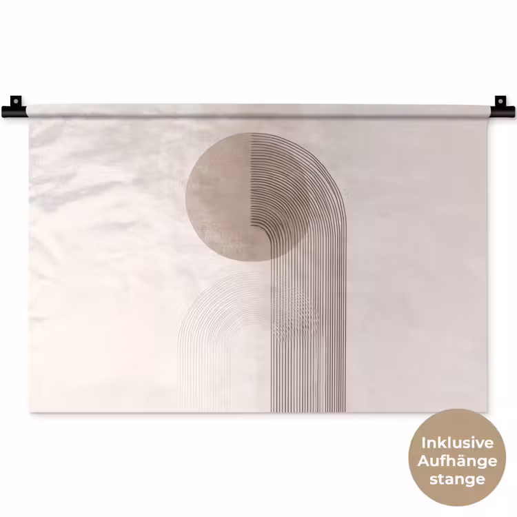 Minimalistisch - Cirkel - Lichtgrijs Wandkleed katoen klein -t3d_DE