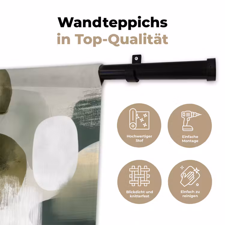 Minimalistisch - Cirkels - Penseelstreken - Beige Wandkleed katoen klein -tsfeer2_DE