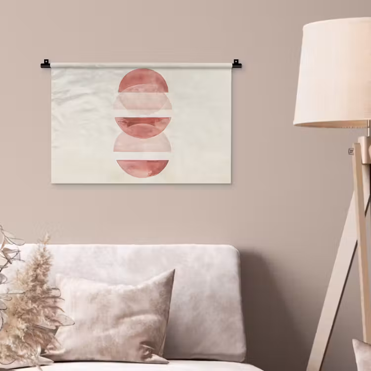 Minimalistisch - Cirkels - Roze Wandkleed katoen klein -sfeer4
