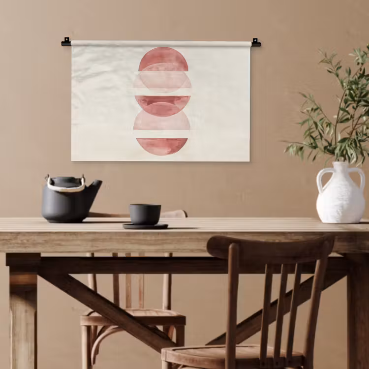 Minimalistisch - Cirkels - Roze Wandkleed katoen klein -sfeer6