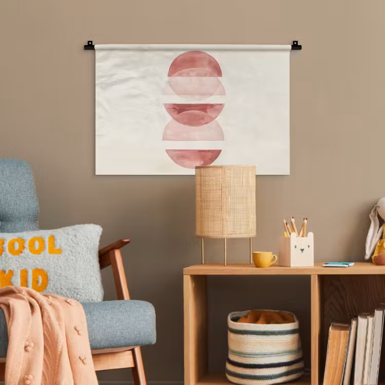 Minimalistisch - Cirkels - Roze Wandkleed katoen klein -wsfeer4_kind