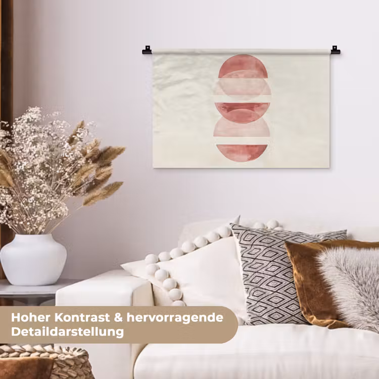 Minimalistisch - Cirkels - Roze Wandkleed katoen klein -tsfeer1_DE