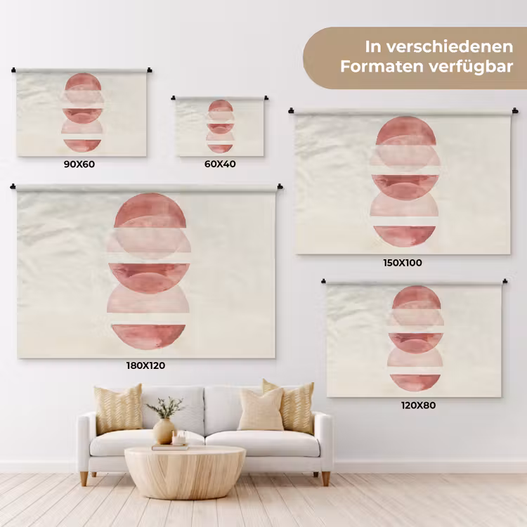 Minimalistisch - Cirkels - Roze Wandkleed katoen klein -tsfeer8_DE