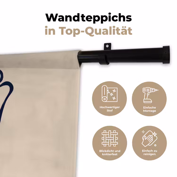 Minimalistisch - Lijnillustratie - Beige - Donkerblauw Wandkleed katoen klein -tsfeer2_DE