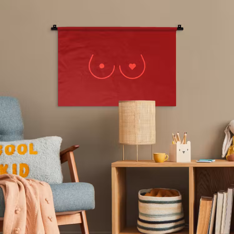 Minimalistisch - Lijnillustratie - Rood Wandkleed katoen klein -wsfeer4_kind