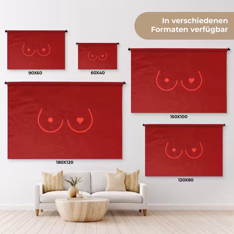 Minimalistisch - Lijnillustratie - Rood Wandkleed katoen klein -tsfeer8_DE