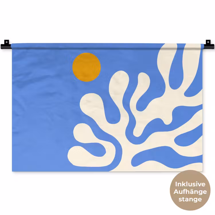 Minimalistisch - Organisch patroon - Blauw Wandkleed katoen klein -t3d_DE