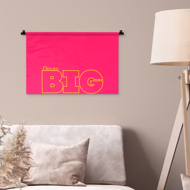 Minimalistisch - Roze - Dream big - Grafisch Wandkleed katoen klein -sfeer4