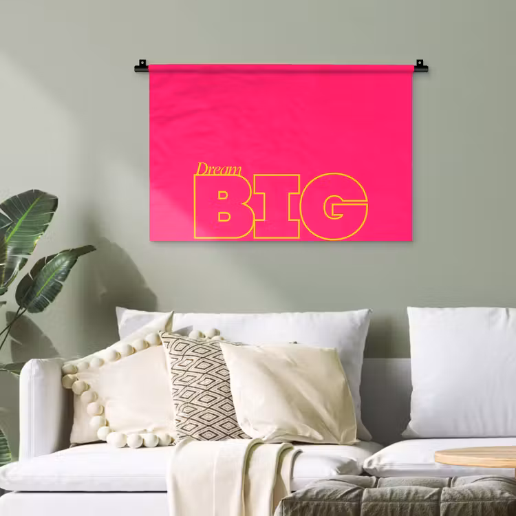 Minimalistisch - Roze - Dream big - Grafisch Wandkleed katoen klein -sfeer7