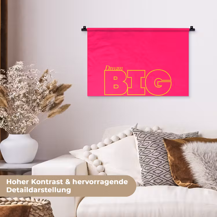 Minimalistisch - Roze - Dream big - Grafisch Wandkleed katoen klein -tsfeer1_DE