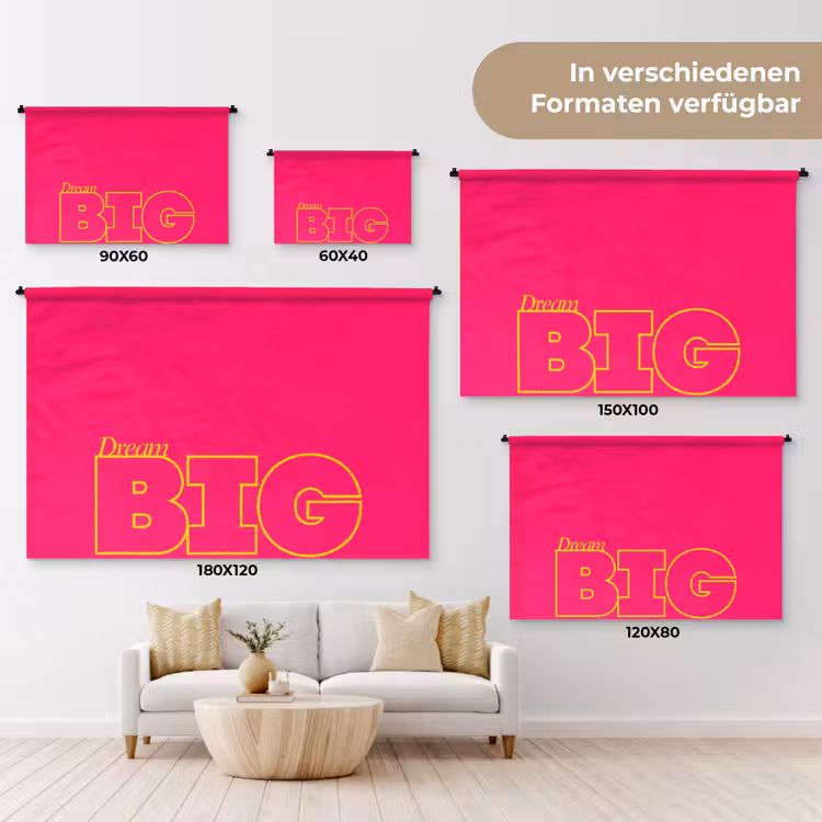 Minimalistisch - Roze - Dream big - Grafisch Wandkleed katoen klein -tsfeer8_DE
