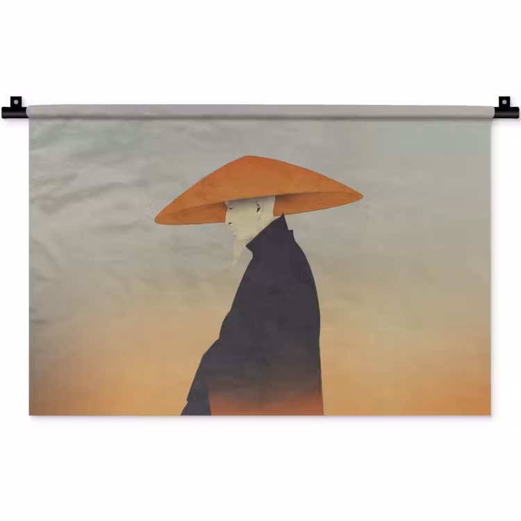 Minimalistisch - Silhouet - Oranje Wandkleed katoen klein -zz3d